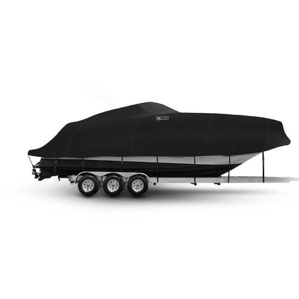 Eevelle Boat Cover CABIN CRUISER Inboard Fits 34ft 6in L up to 120in W Black WSHPCBN34120-BLK - main
